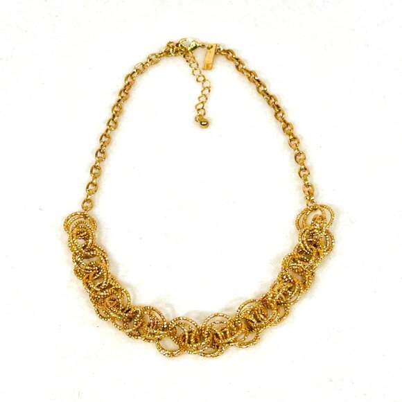INC Gold Tone Diamond Cut Chain Link Statement Necklace - Picture 1 of 6